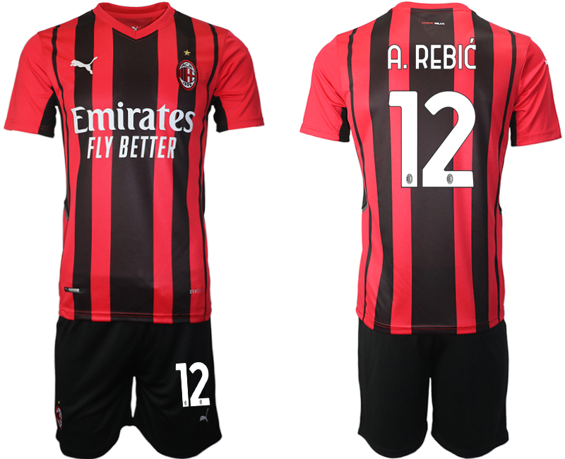 Men 2021-2022 Club AC Milan home red #12 Soccer Jersey